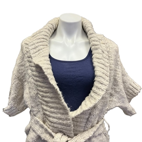 ABERCROMBIE & Fitch Chunky Knit Wool Cardigan Small Belted - Picture 2 of 10